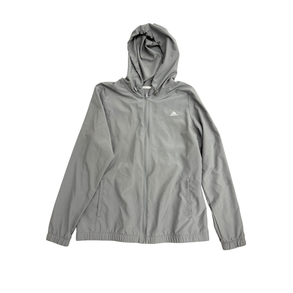 Adidas Golf Mens Large Grey Full Zip Hooded Windbreaker Jacket RN 88387‎ L